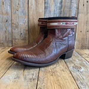 SOLD Mens US 12, upcycled lizard skin boots, ankle boot